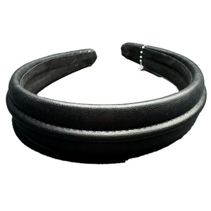 Fall Stitched Western Faux Leather Headband - Black